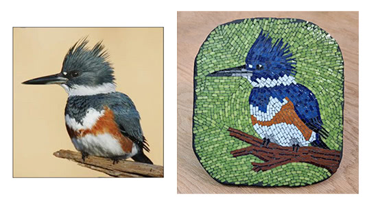 glass mosaic tile art kingfisher
