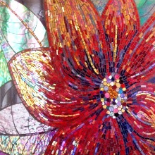 Clare Green mosaic art reflective glass flower