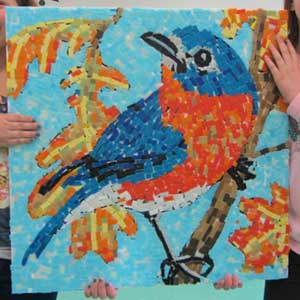 glass mosaic tile art bluebird
