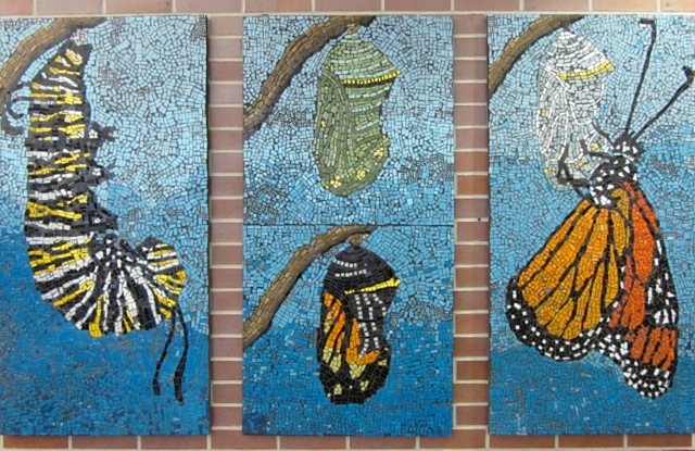 metamorphosis glass mosaic tile art