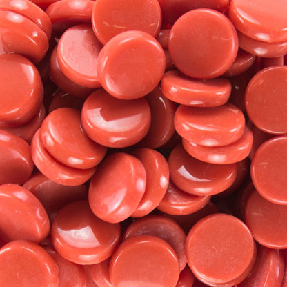 Cadmium red-orange penny round 20mm glass tile