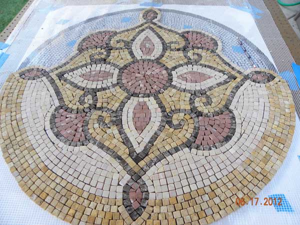 mosaic medallion under construction