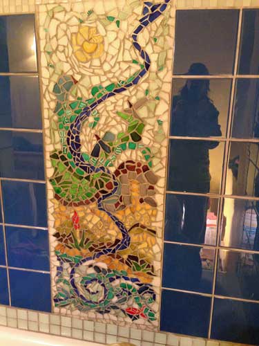 Shower mosaic by Rhonda G. Clyde and Jessica Oldham