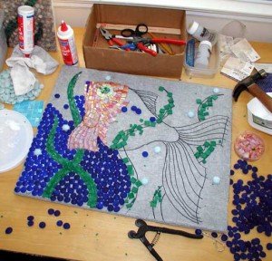 Work In Progress Goldfish Mosaic by Joe Moorman