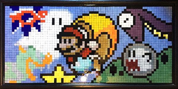 Video game inspired pixel art mosaics can be an easy way to get kids excited about mosaic art
