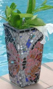 Butterfly Mosaic Vase by Sandra Schwartz