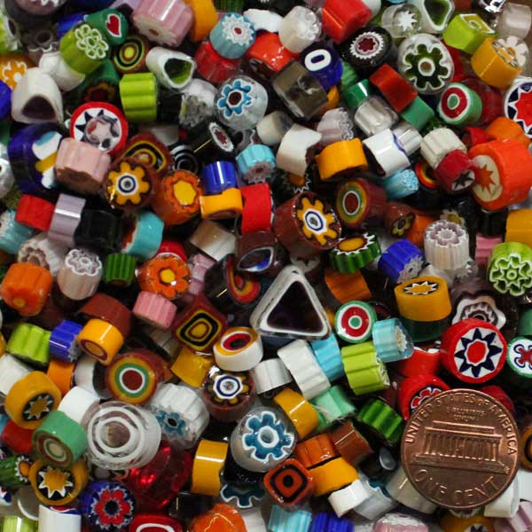28g Mixed Stained Glass Millefiori Beads Slices for DIY Mosaic Sheet Tiles