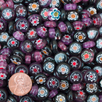 Purple and Black Millefiori Gems