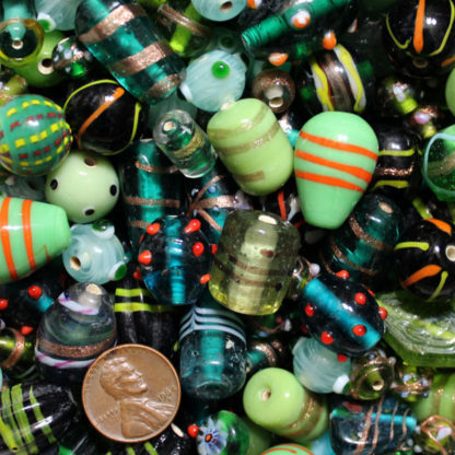 Green Lampwork Glass Beads