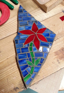 Red Stained Glass Flower Flagstone