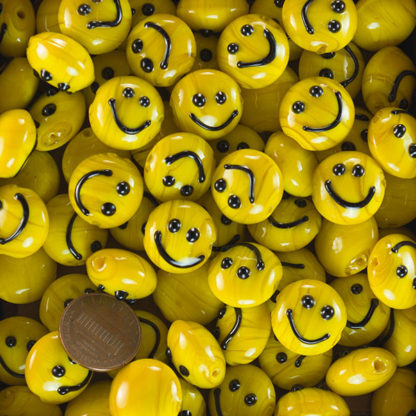 Smiley Face JTLU-40 Glass Beads