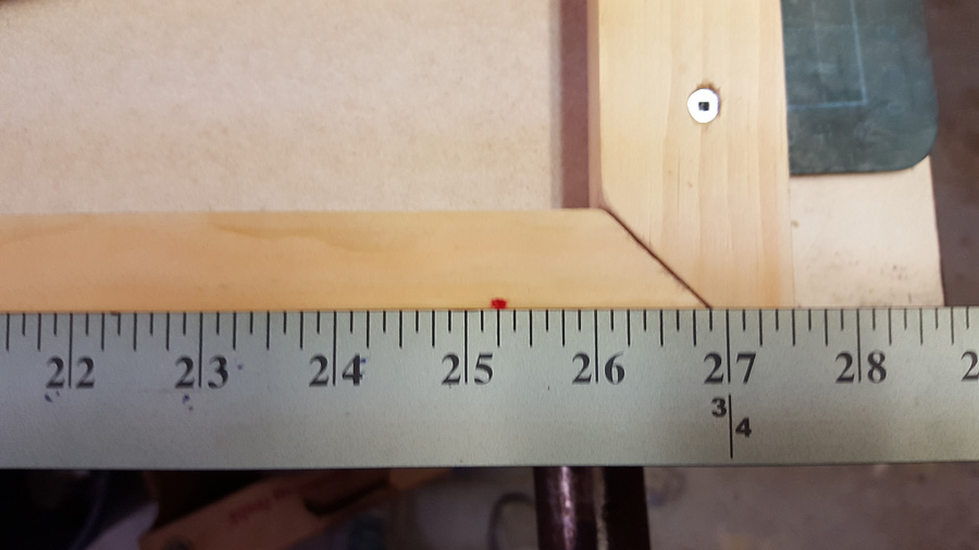 2 1/4 inch screw location mark