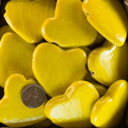 Yellow Heart Glass Beads