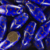 BIG Ovoid Blue Red Glass Bead 1 pc