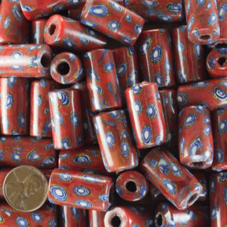 Red Cylinder Millefiori Glass Beads