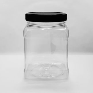 Plastic Storage Jar Square-Grip Clear PET 32oz