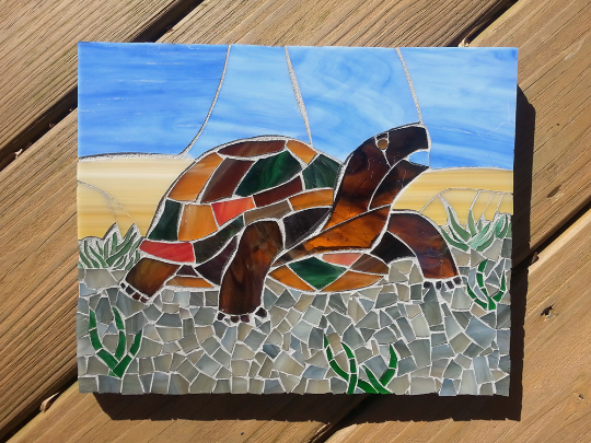stained glass turtle mosaic art
