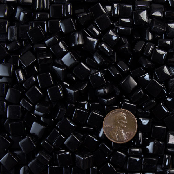 Black 8mm Recycled Glass Mosaic Tile
