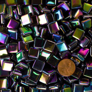 glass mosaic tile black IRID12b009