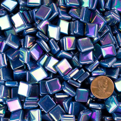 glass mosaic tile cyan blue deep IRID12b082