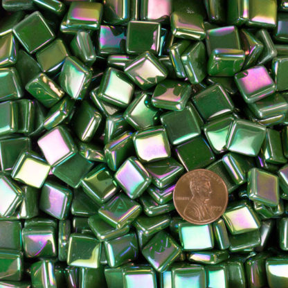 glass mosaic tile leaf green deep IRID12b118