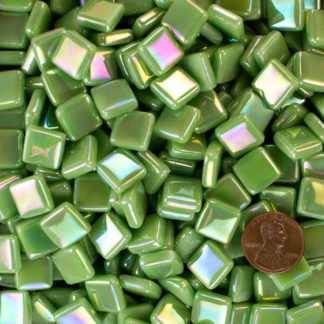 glass mosaic tile spring green muted tint IRID12b115
