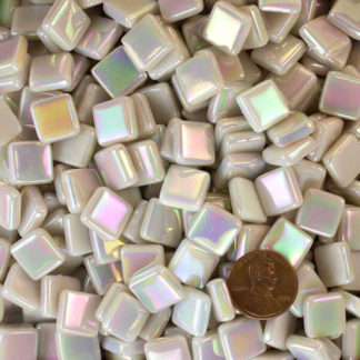 glass mosaic tile warm fog white IRID12b002
