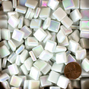 glass mosaic tile white IRID12b001