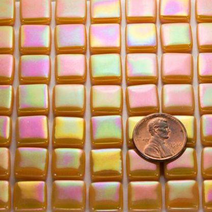 glass mosaic tile yellow ochre IRID12b039