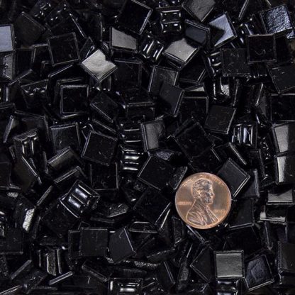 Black 3/8" (10mm) Vitreous Glass Mosaic Tile Morjo
