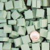 Sage-Green-Tint-1-PORC-T1541 Unglazed Porcelain Mosaic Tile CHUNKY 15mm are over 5/16 inch thick and sold loose in bags of 1/2 kg, which is approximately 130 to 150 pieces.These are fine porcelain with solid color throughout.