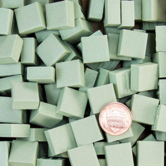 Sage-Green-Tint-1-PORC-T1541 Unglazed Porcelain Mosaic Tile CHUNKY 15mm are over 5/16 inch thick and sold loose in bags of 1/2 kg, which is approximately 130 to 150 pieces.These are fine porcelain with solid color throughout.