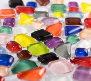 Soft Glass Shapes are clear glass shapes with rounded tops and flat bottoms.