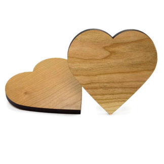 Heart Coaster Base ~4-inch across, 5/16" thick, with lacquer finished back.