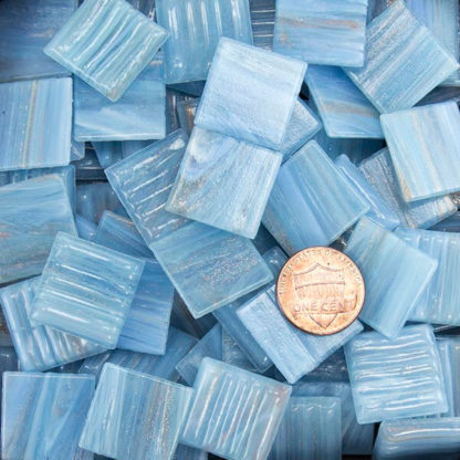 Milk Blue Metallic Glass Tile 20mm Morjo