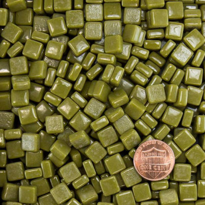 Mossy Brown Green 8mm Glass Mosaic Tile