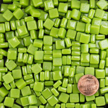 Spring Pea Green 8mm Glass Mosaic Tile