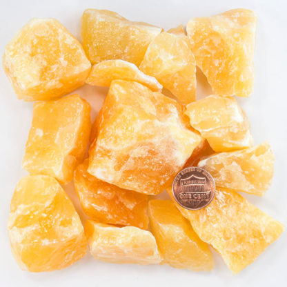 Orange Calcite rough unpolished minerals