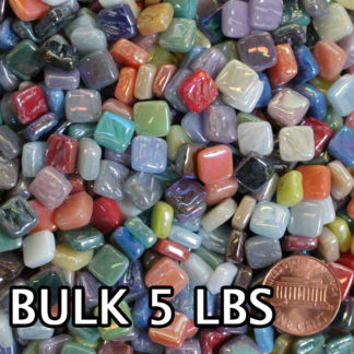 Assorted Iridescent EXXXIRI Glass Mosaic Tiles Bulk Economy 5 Pounds