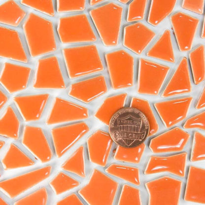 Persimmon Orange Irregular Glazed Ceramic Mosaic Tile