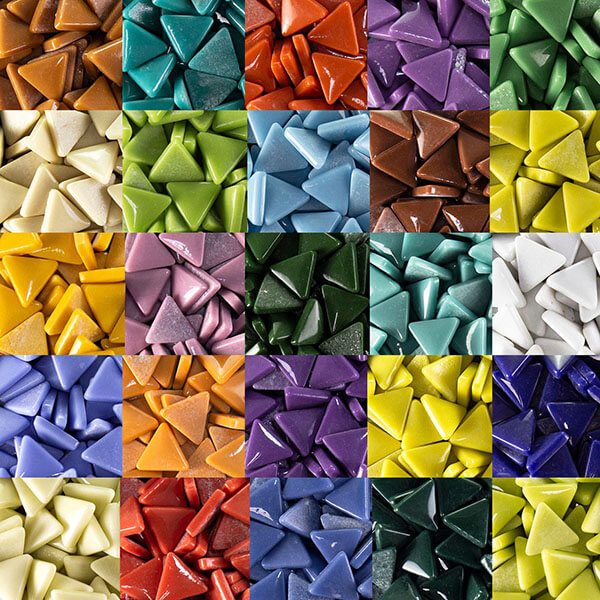100 Small Bright Orange Glass Triangle Mosaic Tiles
