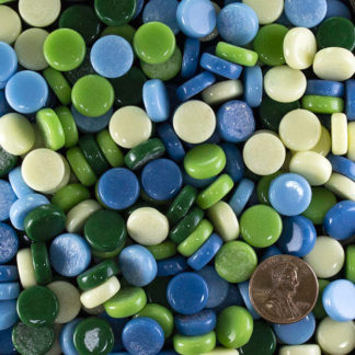 Blue-Green-Cream Penny Round Glass Tile 12mm Assortment