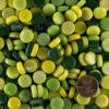 Yellow-Green Penny Round Glass Tile 12mm Assortment