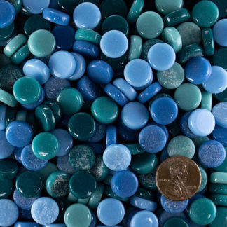 Blue-Teal Penny Round Glass Tile 12mm Assortment