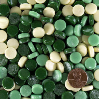 Mint-Green-Cream Penny Round Glass Tile 12mm Assortment