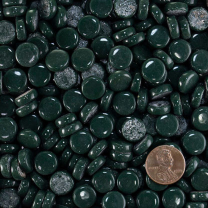 Penny Round Glass Tile Forest-Green-Y96-12mm