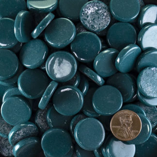 Penny Round Glass Tile Teal-Y88-20mm