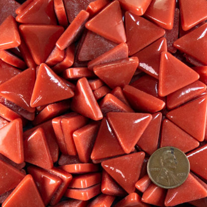 Red-Orange Triangle Glass Tile 20mm