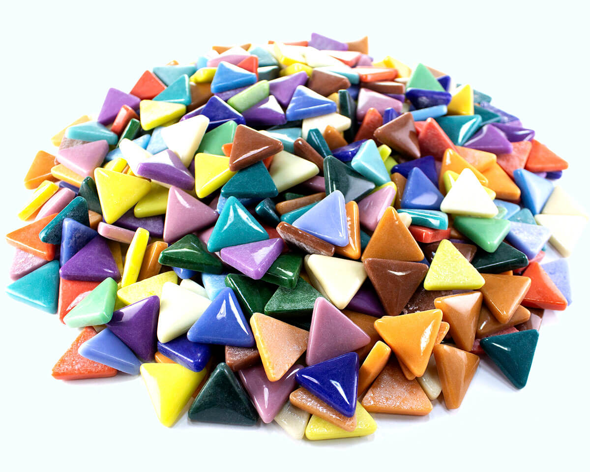 Glazed Ceramic Triangles for Craft Mosaics 50g Various Colours 