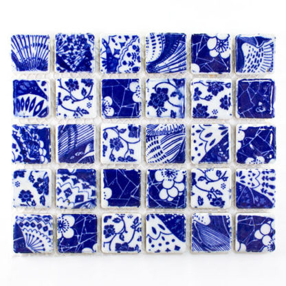 Glazed Porcelain Tiles in blue willow china pattern
